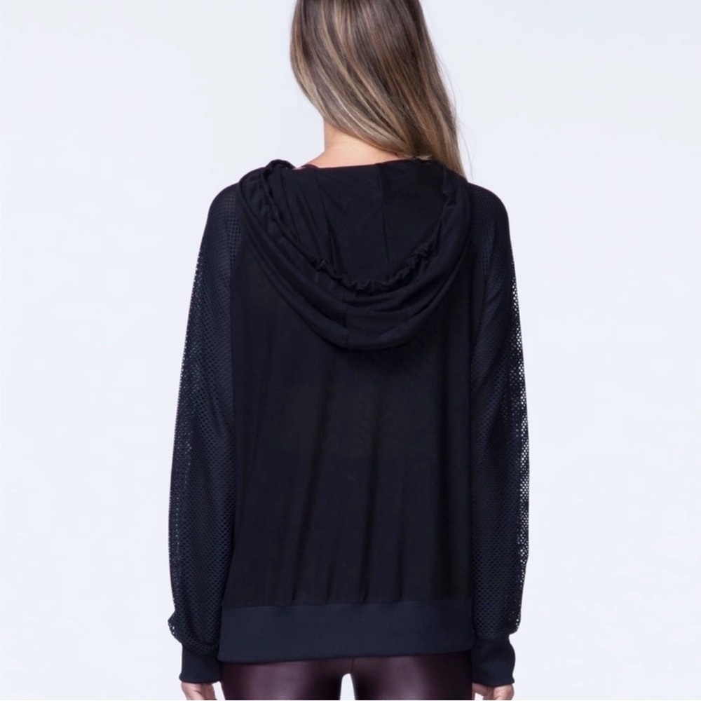 Koral Chi Black Mesh-Sleeve Pullover Hoodie - Picture 2 of 6